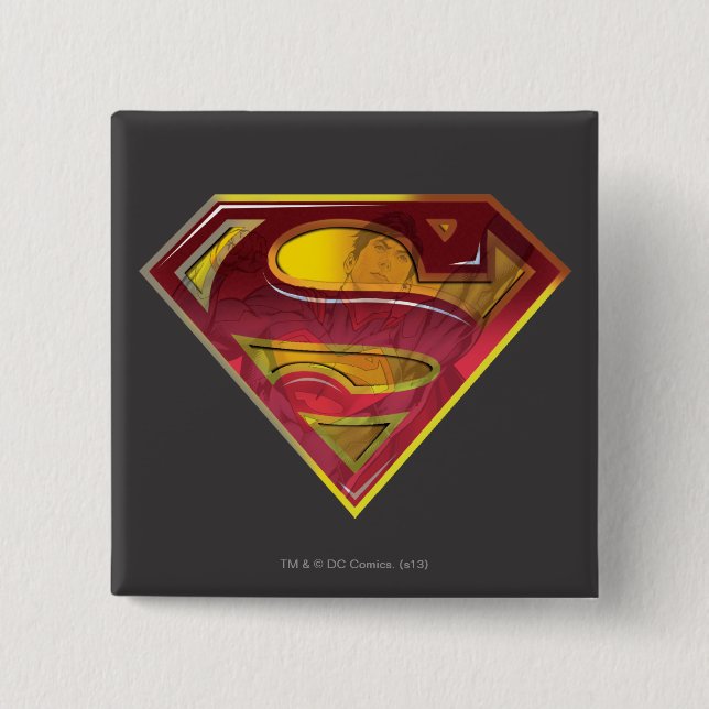 Badge Carré 5 Cm Superman S-Shield | Logo de réflexion (Devant)