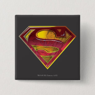 Badge Carré 5 Cm Superman S-Shield   Logo de réflexion