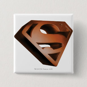 Badge Carré 5 Cm Superman S-Shield   Logo Grainy 3D