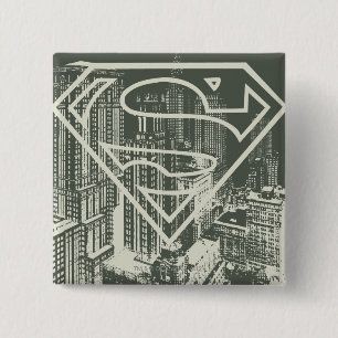 Badge Carré 5 Cm Superman Stylisé   Logo Green Metropolis
