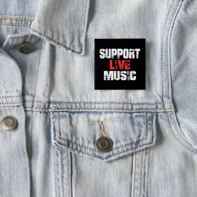 Badge Carré 5 Cm Support de musique Live (En situation)