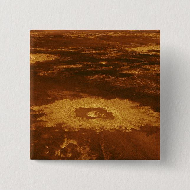Badge Carré 5 Cm Surface bouillante de la planète Vénus (Devant)