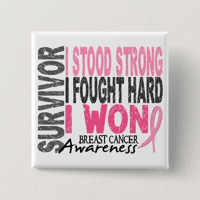Badge Carré 5 Cm Survivant 4 de cancer du sein (Devant)