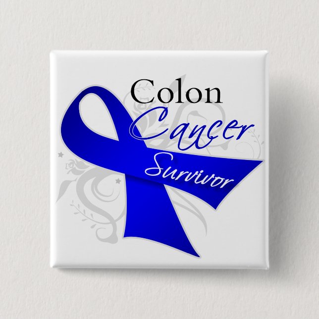 Badge Carré 5 Cm Survivant - Cancer du côlon (Devant)