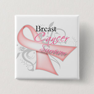 Badge Carré 5 Cm Survivant de cancer du sein