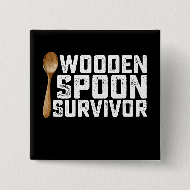 Badge Carré 5 Cm Survivant de la cuillère en bois (Devant)