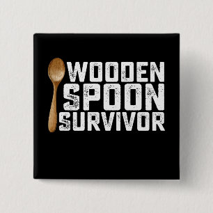 Badge Carré 5 Cm Survivant de la cuillère en bois