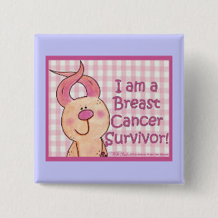 Badge Carré 5 Cm Survivant du cancer du sein