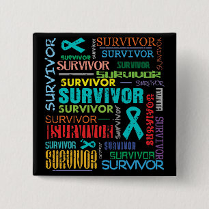 Badge Carré 5 Cm Survivant péritonéal Collage.png de Cancer