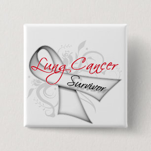 Badge Carré 5 Cm Survivant - ruban de cancer de poumon