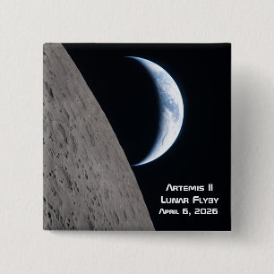 Badge Carré 5 Cm Survol lunaire Artemis II