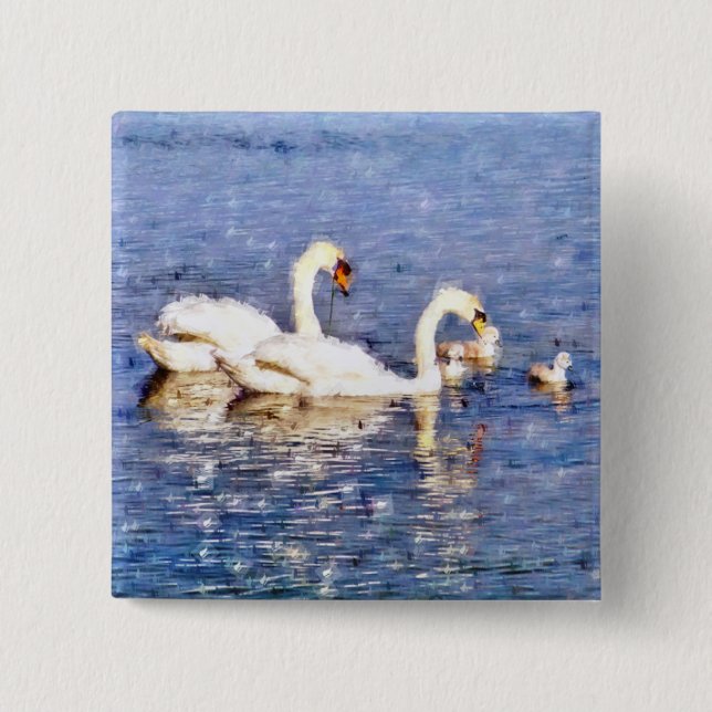 BADGE CARRÉ 5 CM SWANS (Devant)