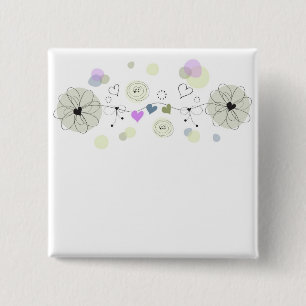 Badge Carré 5 Cm Sweet Flowers