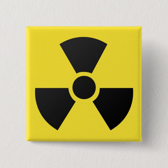 Badge Carré 5 Cm Symbole atomique nucléaire de rayonnement (Devant)