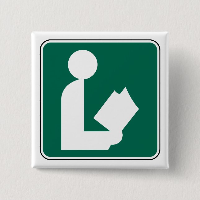 Badge Carré 5 Cm Symbole de bibliothèque - Panneau côté route (Devant)