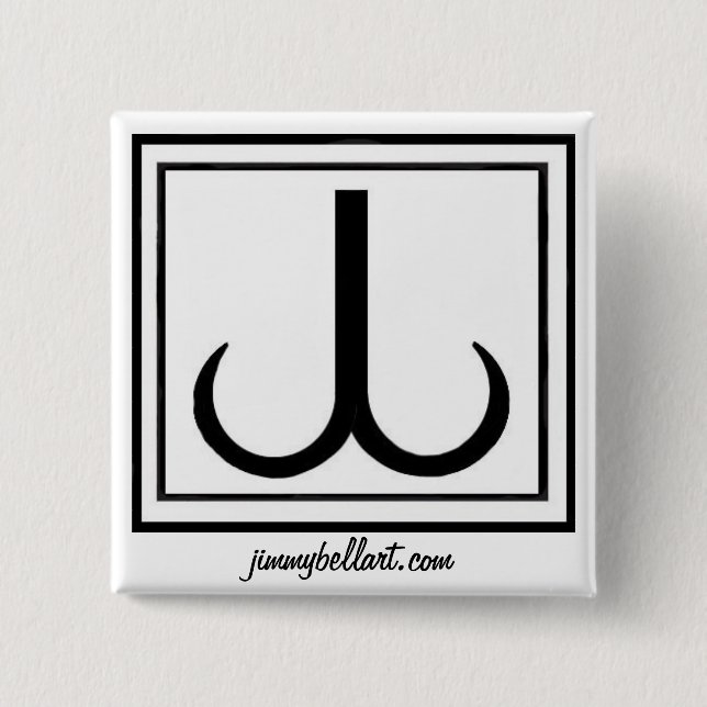 Badge Carré 5 Cm SYMBOLE de jimmybellart.com JB (Devant)
