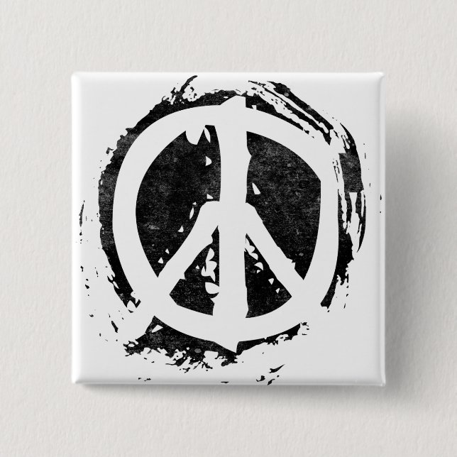 Badge Carré 5 Cm Symbole de paix grunge (Devant)