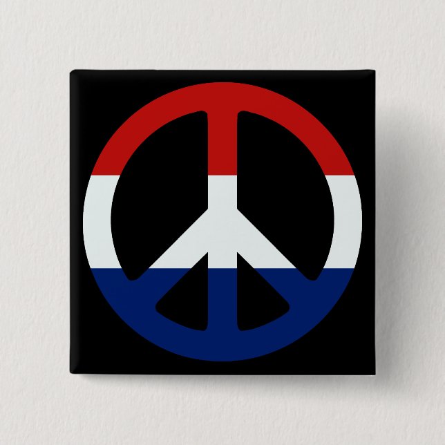 Badge Carré 5 Cm Symbole de paix patriotique (Devant)