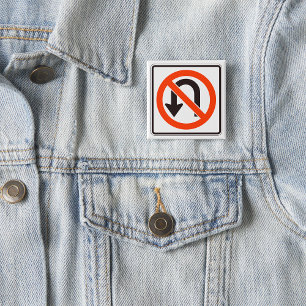 BADGE CARRÉ 5 CM SYMBOLE DE ROUTE DE SÉCURITÉ DE LA CIRCULATION
