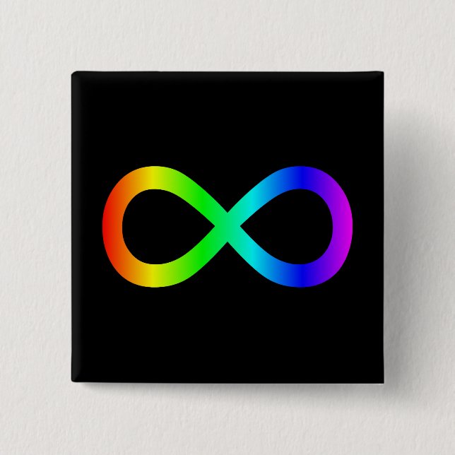 Badge Carré 5 Cm Symbole d'infini arc-en-ciel (Devant)