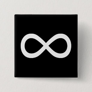 Badge Carré 5 Cm Symbole d'infini blanc