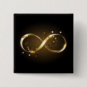 Badge Carré 5 Cm Symbole d'infini doré