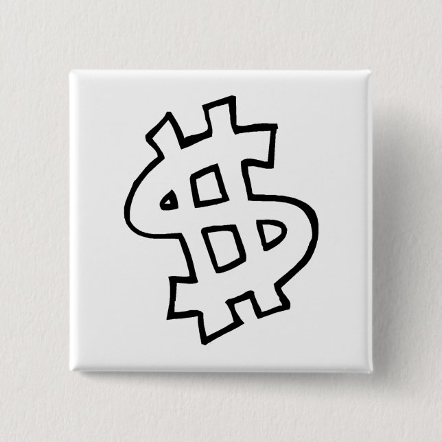 Badge Carré 5 Cm Symbole dollar (Devant)