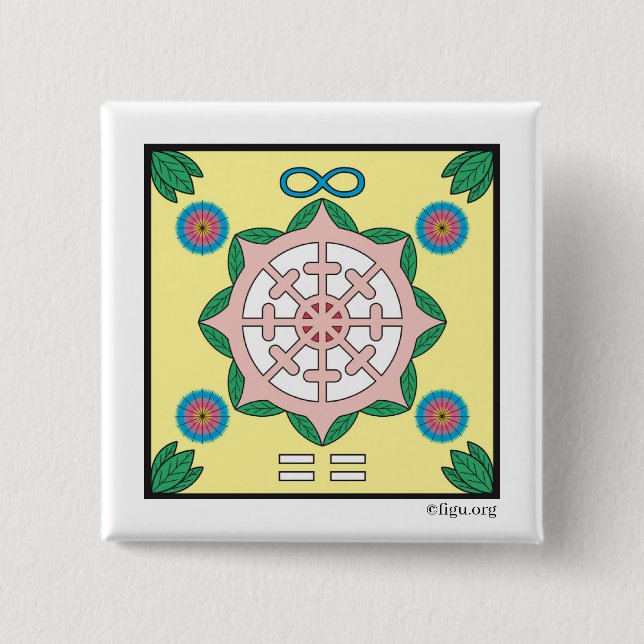 Badge Carré 5 Cm Symbole du bonheur/du bonheur (Devant)