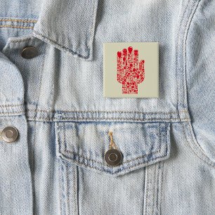 Badge Carré 5 Cm Symbole médical main rouge soins de santé
