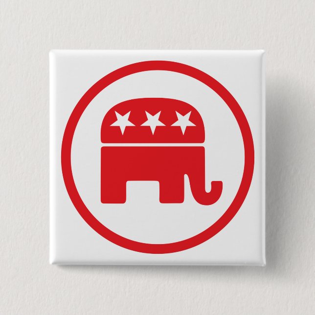 Badge Carré 5 Cm Symbole politique du parti républicain (éléphant) (Devant)