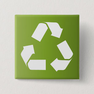 BADGE CARRÉ 5 CM SYMBOLE RECYCLE