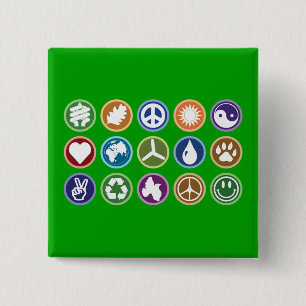 Badge Carré 5 Cm Symboles écologiques