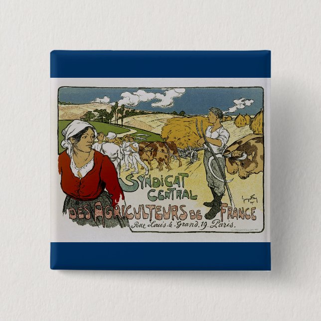 Badge Carré 5 Cm Syndicat Central Des Agriculture De France (Devant)