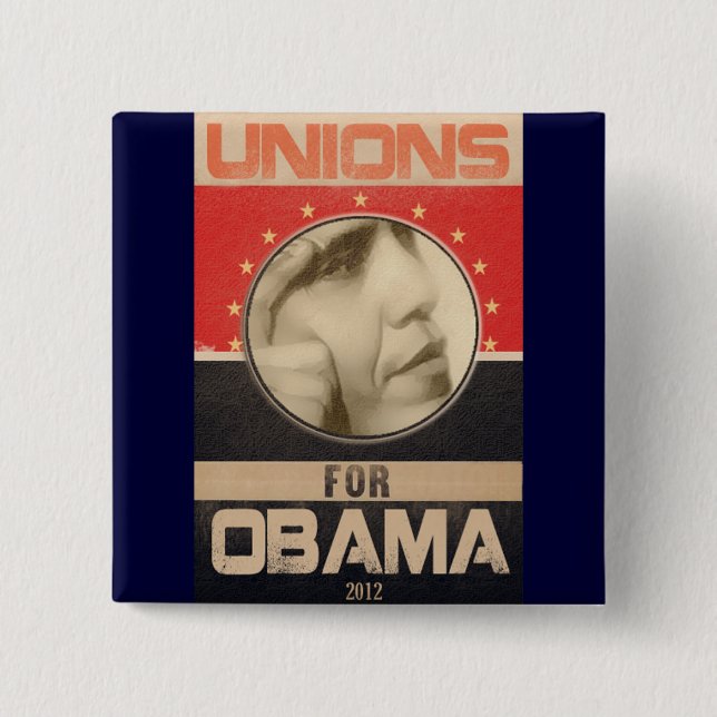Badge Carré 5 Cm Syndicats pour la grunge 2012 d'Obama (Devant)