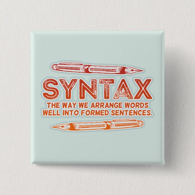 Badge Carré 5 Cm Syntaxe Funky Structure de la phrase Grammaire (Devant)