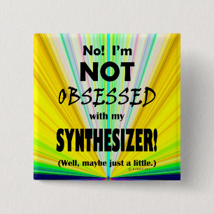 Badge Carré 5 Cm Synthétiseur Obsédé