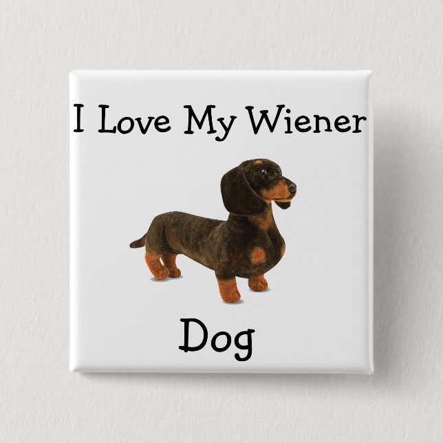 Badge Carré 5 Cm T-shirt Chien Dachshund Weiner (Devant)