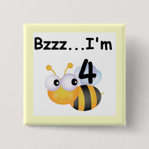 Badge Carré 5 Cm T-shirts et cadeaux Buzz Bumblebee 4e anniversaire