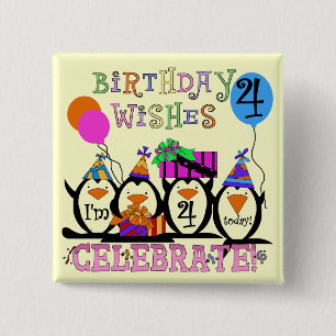 Badge Carré 5 Cm T-shirts et cadeaux de 4ème anniversaire de Pengui