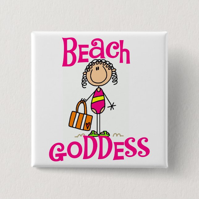 Badge Carré 5 Cm T-shirts et cadeaux de déesse de plage (Devant)