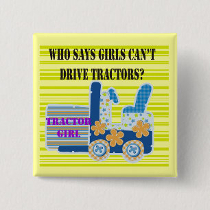 Badge Carré 5 Cm T-shirts et cadeaux de fille de tracteur