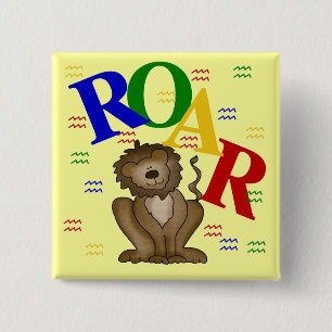 Badge Carré 5 Cm T-shirts et cadeaux de lion d'hurlement