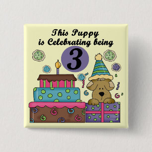 Badge Carré 5 Cm T-shirts et cadeaux de marionnettes 3e anniversair