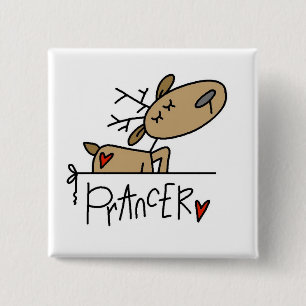 Badge Carré 5 Cm T-shirts et cadeaux de Noël de renne de Prancer