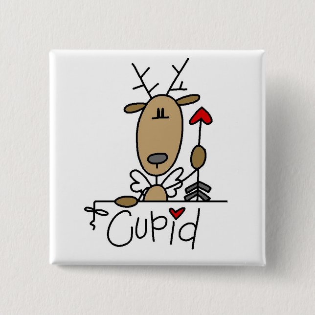 Badge Carré 5 Cm T-shirts et cadeaux de renne de cupidon (Devant)