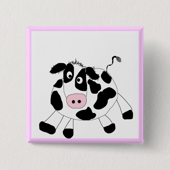 Badge Carré 5 Cm T-shirts et cadeaux de vache à ferme (Devant)