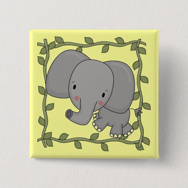 Badge Carré 5 Cm T-shirts et cadeaux d'éléphant de bébé (Devant)