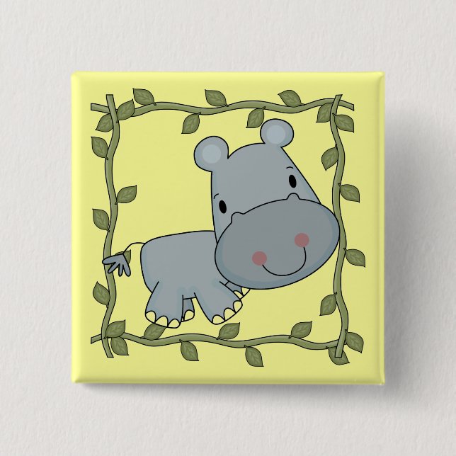 Badge Carré 5 Cm T-shirts et cadeaux d'hippopotame de bébé (Devant)