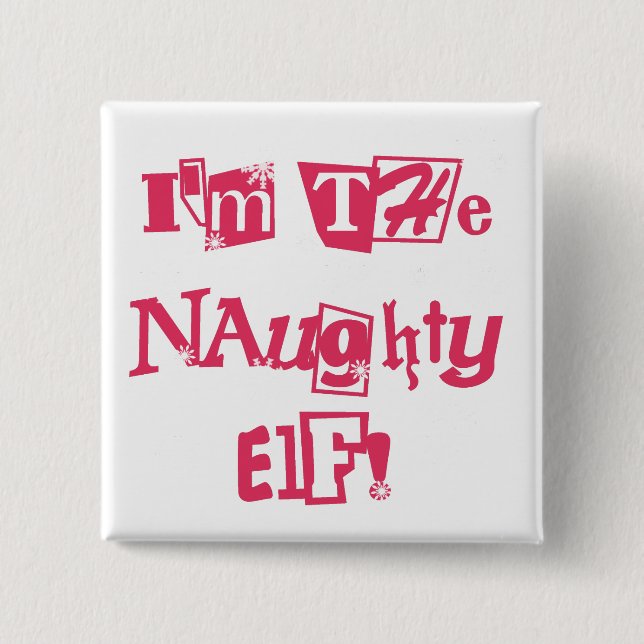 Badge Carré 5 Cm T-shirts et cadeaux Elf coquins (Devant)