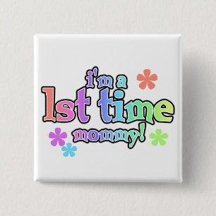 Badge Carré 5 Cm T-shirts et cadeaux Mommy-Rainbow 1st Time